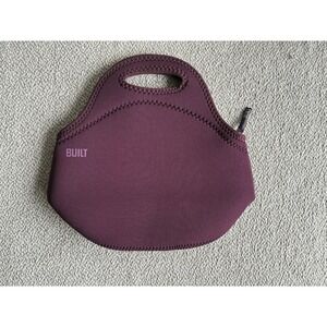 BUILT NY Neoprene Insulated Lunch Tote Bag Burgundy Reusable Zipper Lunch Bag